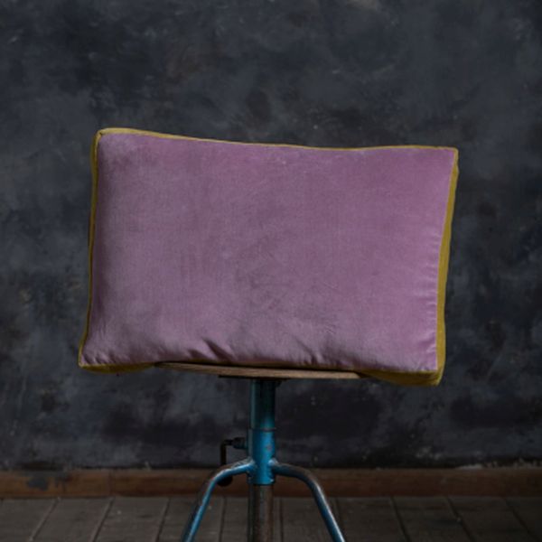 Mauve Bicolour Trim Velvet Cushion