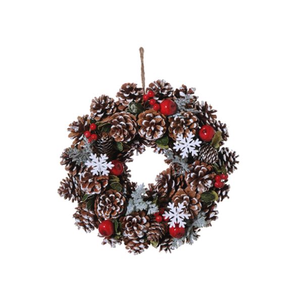 12in/30cm Pinecone & Snowflake Wreath