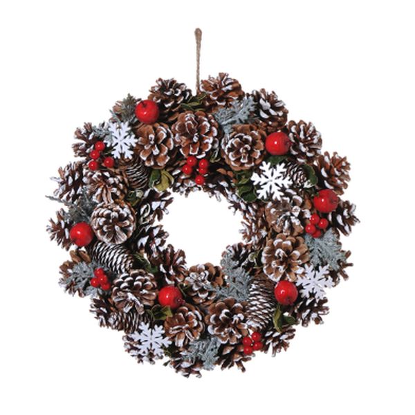 14in/35cm Pinecone & Snowflake Wreath