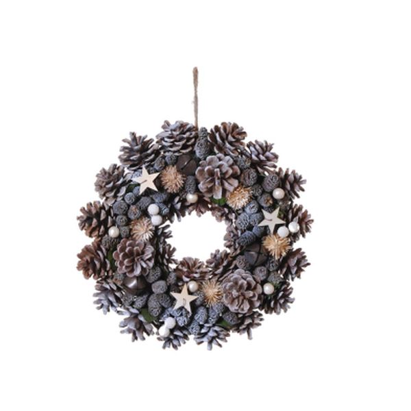 12in/30cm Natural Pinecone & Star Wreath