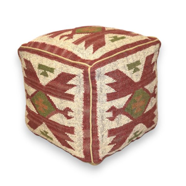 Fira Red Kilim Pouffe