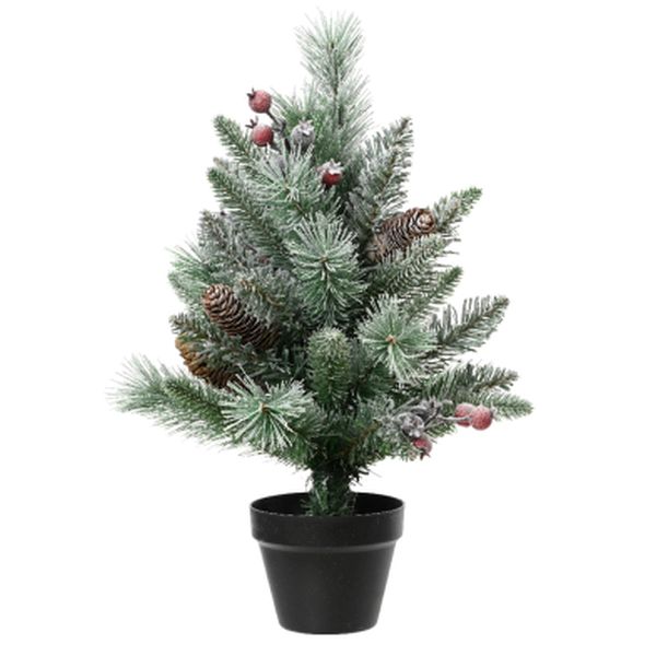 45cm Frosted Windham Mini Tree Green/White