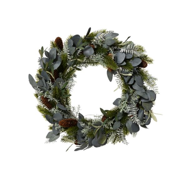 16in/40cm Modern Wreath Green/Silver