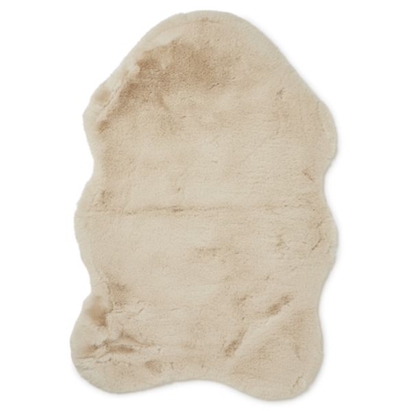 Beige Fluffy Faux Fur Rug